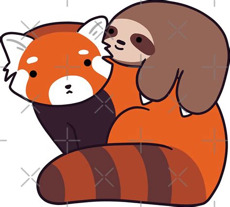 Little Sloth And Red Panda Stickers By Saradaboru Redbubble