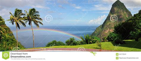 Rainbow In Saint Lucia Stock Image Image Of Trees Rainbow 64172541