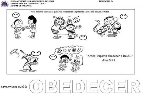 Obedecer Atividades Bíblicas Infantil Atividades Bíblicas Para