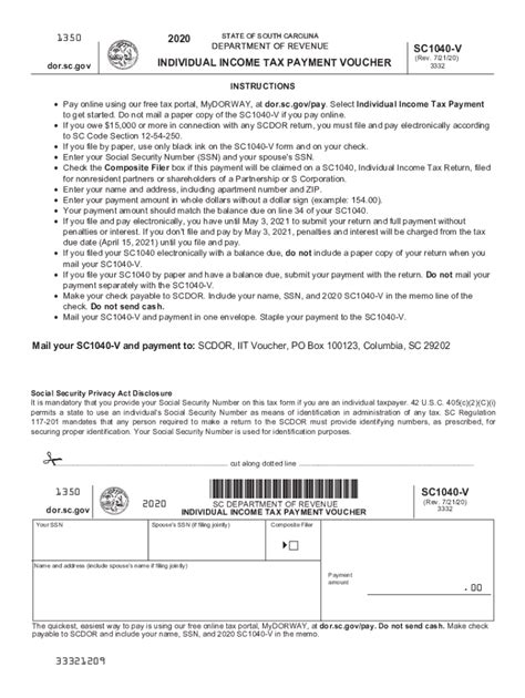 2020 Form Sc Sc1040 V Fill Online Printable Fillable Blank Pdffiller