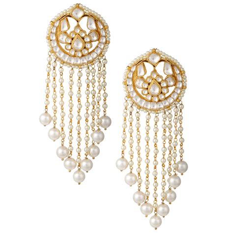 Buy Gold Finish And Pearl Chandelier Earrings Online Earrings