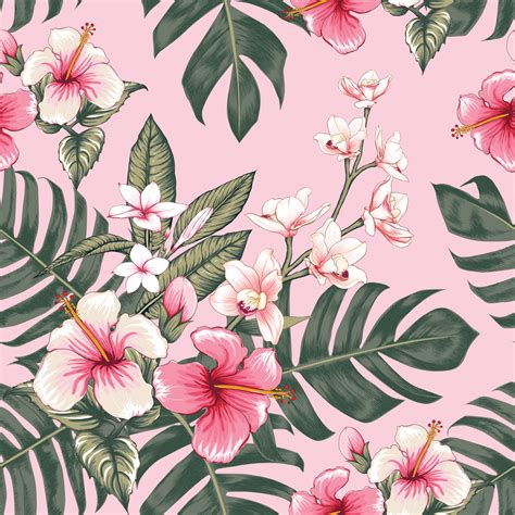 Seamless floral pattern pink Hibiscus 1186645 Vector Art at Vecteezy