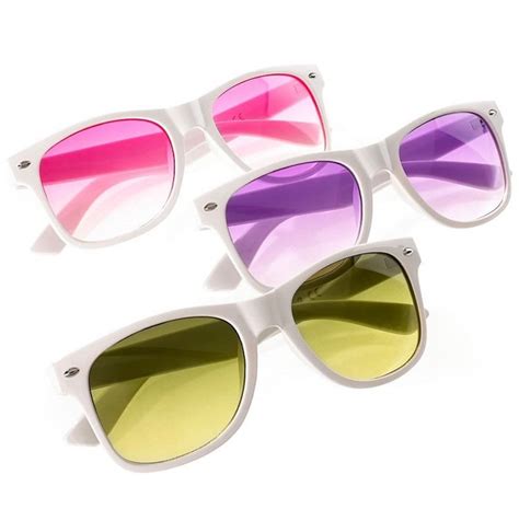Retro Style White Sunglasses Coloured Lenses Sunnies Glasses Etsy