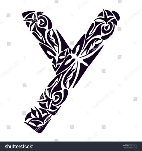 Polynesian Tattoo Initials Tribal Capital Letter Stock Vector Royalty