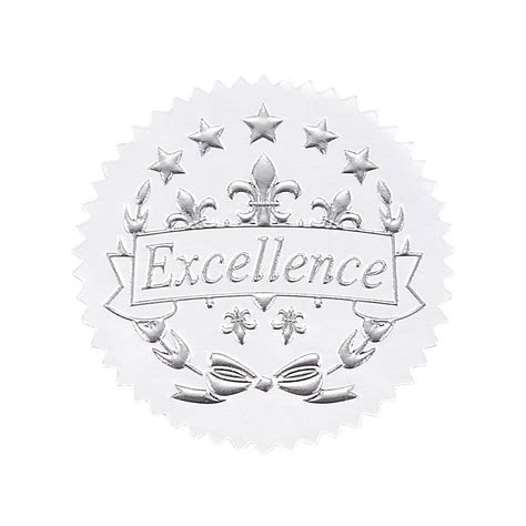 96 Award Stickers Silver Certificate Seals Excellence Star Stickers