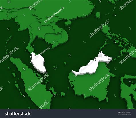 Malaysia Map 3d Rendering Royalty Free Stock Photo 551053462