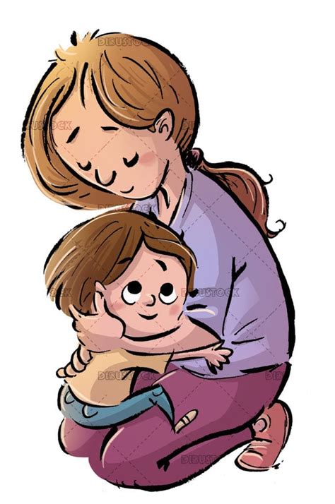 Madre Abrazando A Su Hijo Ilustraciones De Cuentos Infantiles