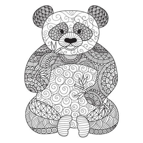 Hand Drawn Zentangle Panda For Coloring Book For Adult