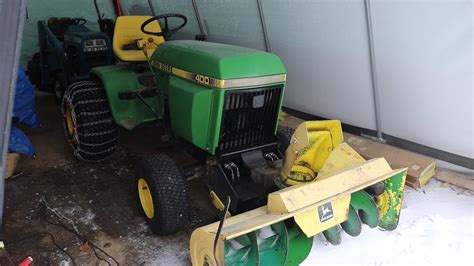 John Deere 400 Garden Tractor Snow Blowing Large Rural Property Long