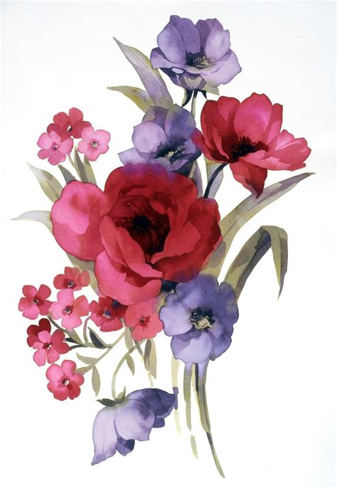 Watercolour Bouquet Of Var Ous Flower Design Patterns Studio Watercolor Flowers Watercolor