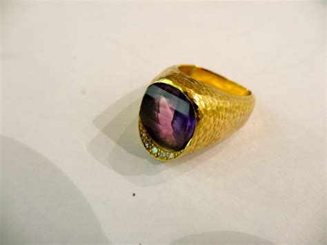 Ct Gold Amethist And Diamond Ring Designed By Geoffrey Turk