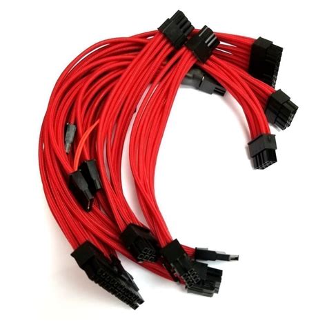 Corsair Sf600 Sf450 Custom Made Single Sleeved Modular Cable Set Red