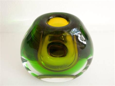 Vintage Submerged Glass Vase By Vladimir Mika For Moser Glasswork 1967