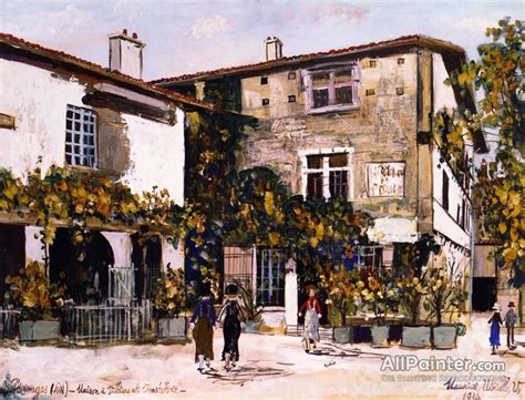 Maurice Utrillo House With Pillars And Hotel In Perugia Oil Painting