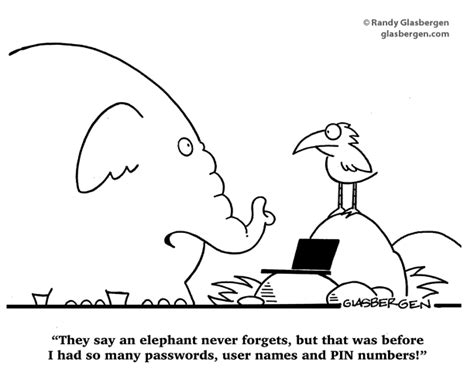 They say an elephant never forgets. Cartoons About The Internet - Randy Glasbergen - Glasbergen Cartoon Service