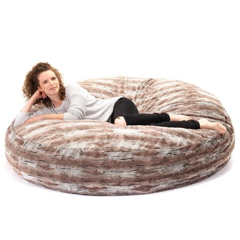 Jaxx Foot Cocoon Large Bean Bag Chair For Adults Premium Luxe Faux Fur Mountain Fox