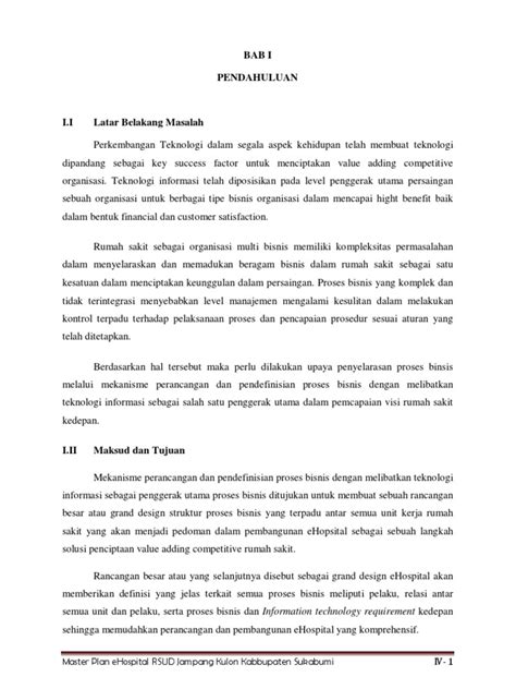 Studi kasus pentahapan pembangunan rumah sakit. Master Plan eMedical Service RSUD Jampang Kulon