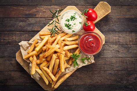 Images French Fries Ketchup Fast Food Food Cutting Board