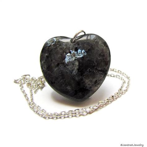 Larvikite Heart Pendant Necklace Blue Pearl Granite Necklace Etsy