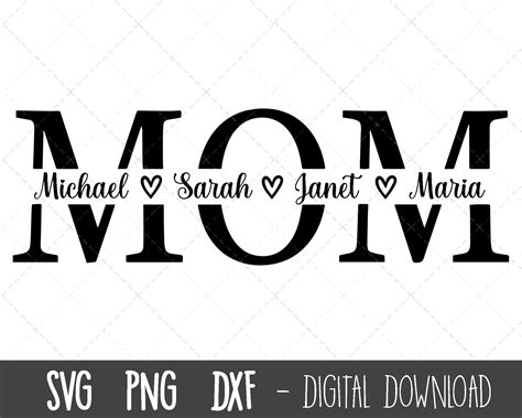 Mom Svg Mother Svg Mothers Day Svg Mom Split Name Etsy Uk