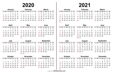 2020 2021 Two Year Calendar Free Printable Pdf Templates Riset