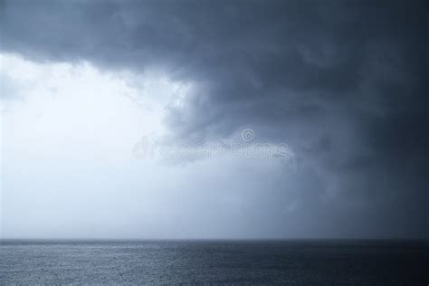 Dramatic Stormy Dark Cloudy Sky Over Sea Stock Photo Image Of