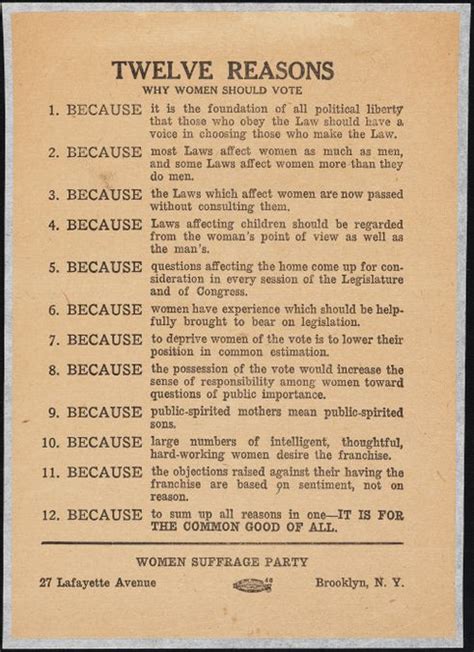 Twelve Reasons Why Women Should Vote Beyond Suffrage A Century Of