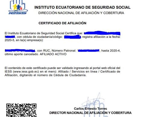 Certificado de afiliación al IESS Trámites Públicos Ecuador