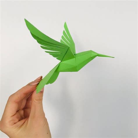 Diy Hummingbird Colibri Digital Download Geometry Bird Etsy Paper