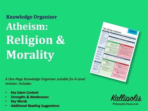 Atheism Religion And Morality Knowledge Organiser Teaching Resources