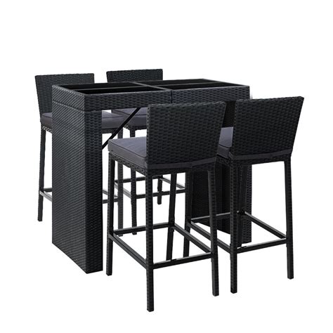 Gardeon Outdoor Bar Set Table Chairs Stools Rattan Patio Furniture 4