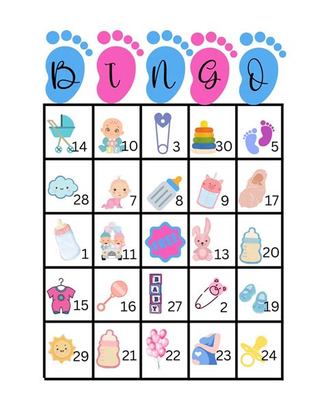 Baby Shower Bingo Printable Fun Baby Shower Games Co Ed Baby Etsy