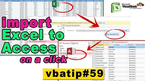 Import Data From Excel To Access Vba On A Click Youtube
