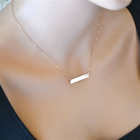 Rose Gold Bar Necklace Personalized Bar Necklace By Malizbijoux Gold