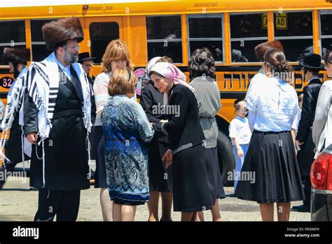Orthodox Jews Wearing Special Clothes On Shabbat In Williamsburg