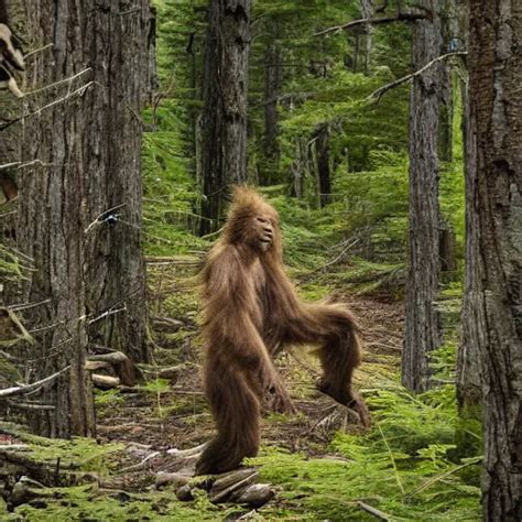 National Geographic Photo Of Sasquatch In The Forest Stable Diffusion