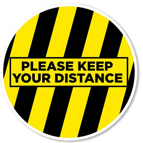 Please Keep Your Distance 12 Circle Blkylw Floor Sign
