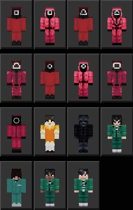 Squid Game Skin Pack 15 Skins Minecraft Pe Skin Packs Mcpe Addons