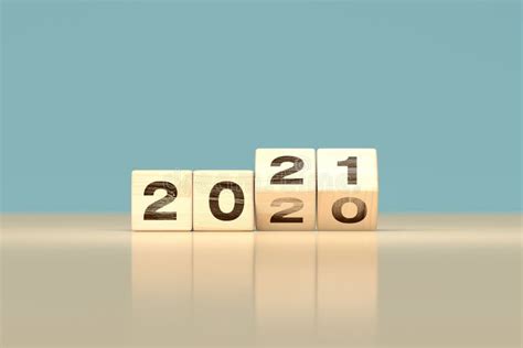 Change 2020 To 2021 Happy New Year Concept Wooden Cubes Stock