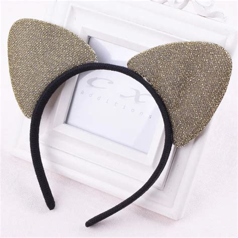 New Cute Shiny Sequins Cat Ears Headband For Girl Handmade Cat Ears