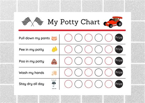 Printable Race Car Potty Training Chart Sticker Chart Etsy Polska
