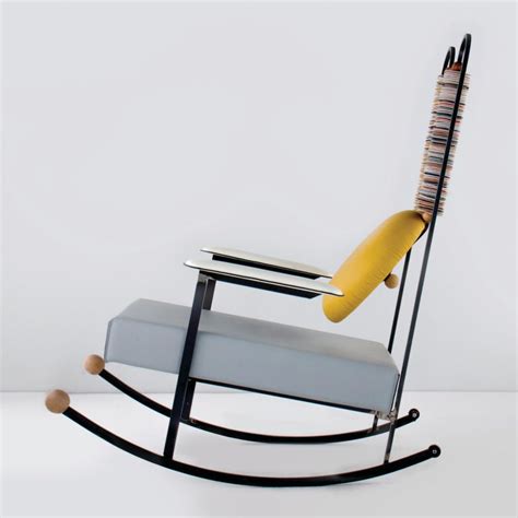 Rulla Rocking Chair Iron Frame And Mixed Leather Upholstery By Mario Milana Rocking Chair