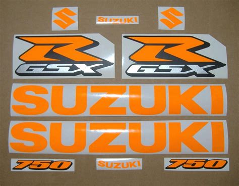 Suzuki Gsxr 750 Neon Fluorescent Orange Decals Set Signal Kit