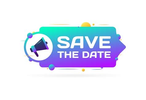 Premium Vector Save The Date Icon Flat Purple Megaphone Icon With