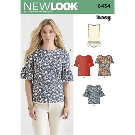 New Look Patterns Misses Tops With Fabric Variations Size A 10 12 14