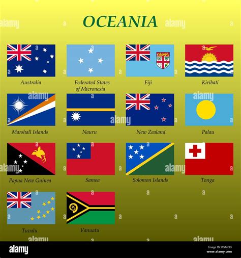 Set Of All Flags Of Oceania Vector Illustration Stock Vector Image
