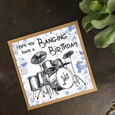 Drummers Birthday Card Drums Card Personalise Name Etsy Uk