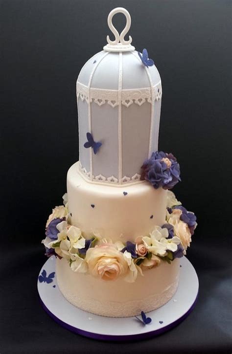 Birdcage Floral Wedding Cake Decorated Cake By Chocomoo Cakesdecor
