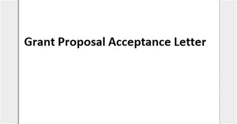 Sample Grant Proposal Acceptance Letter Format Assignment Point