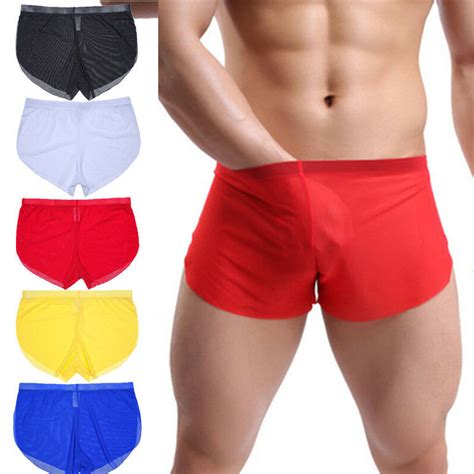 Sexy Mens Sheer See Through Boxer Briefs Underwear Trunks Underpants